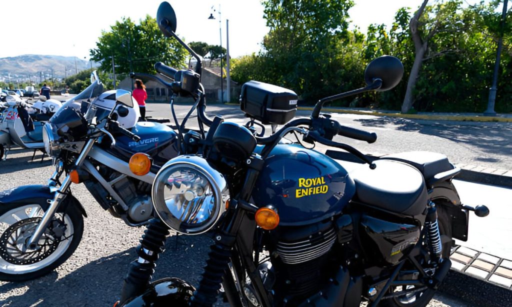 Royal Enfield and Honda Revere motorcycles parked side by side during the Gentleman’s Ride, showcasing ideal candidates for GPS tracking device installation.