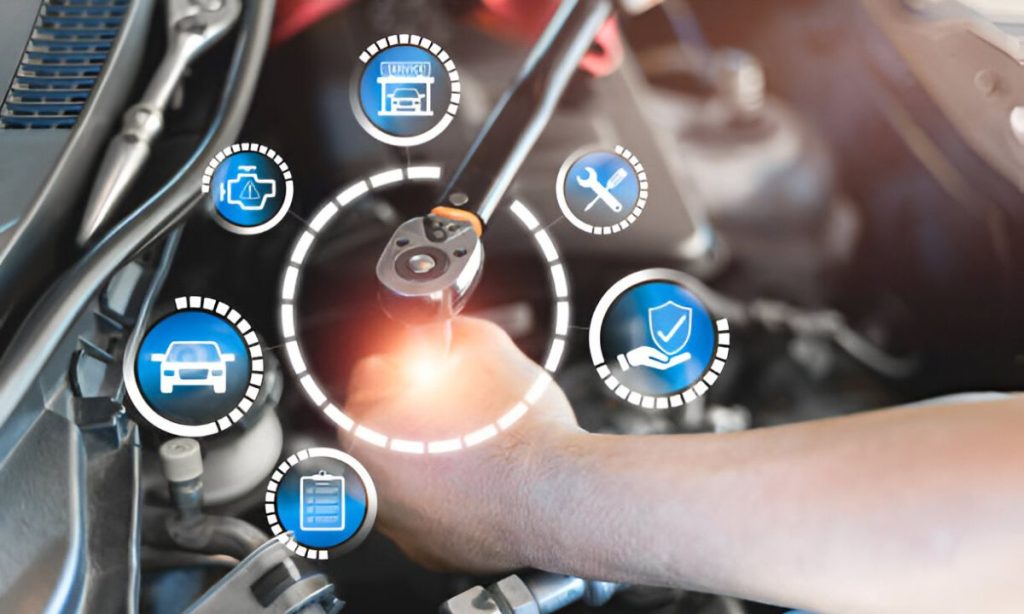 Car service staff checking engine condition with quality assurance checklist at a service center in Bangladesh, ensuring beginner car maintenance standards